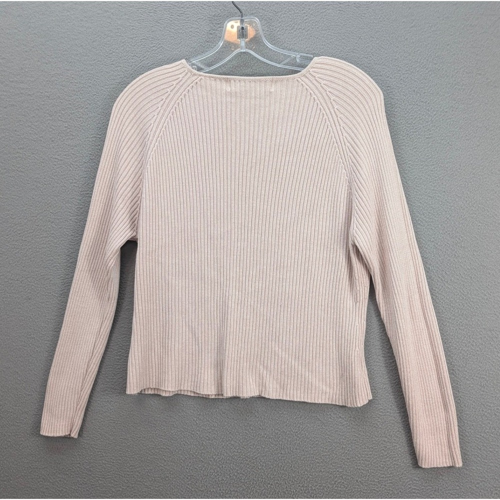 VALERIE STEVENS Sweater Womens Sz L Ribbed Knit Silk Blend Light Pink Minimalist - Picture 4 of 8